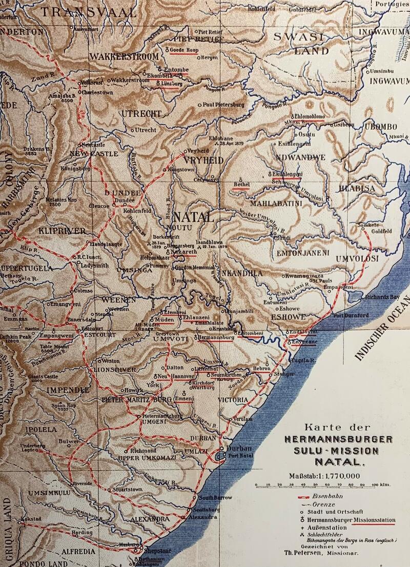 Karten der Hermannsburger Mission in Natal/Südafrika (1910)